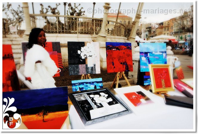 Photographie de la mariee sur le marche de Cannes