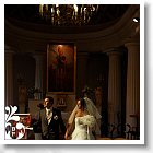 Photographie d'un couple de maries sortant de l'eglise de St Roman de Bellet